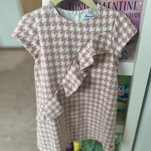 Tartine et Chocolat Pink Houndstooth Shift Dress, EUC, sz 5a